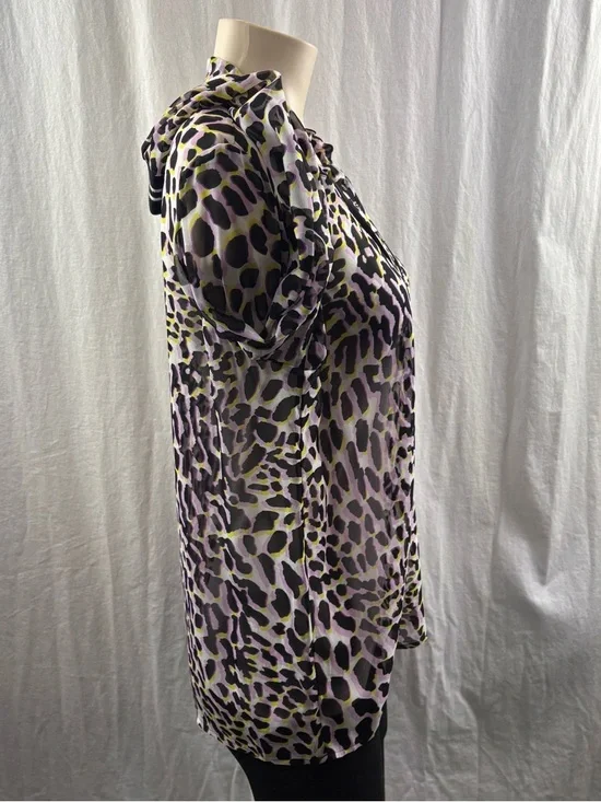 Marc Cain Sport Long-Sleeve Animal Print Drawcord Top in Lavender and Black S - Picture 9 of 14